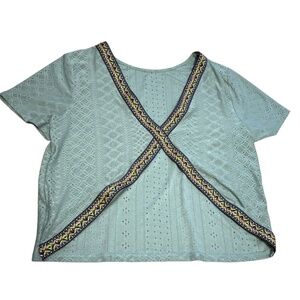 Emory Rose Mint Green Top with embroidered neckline